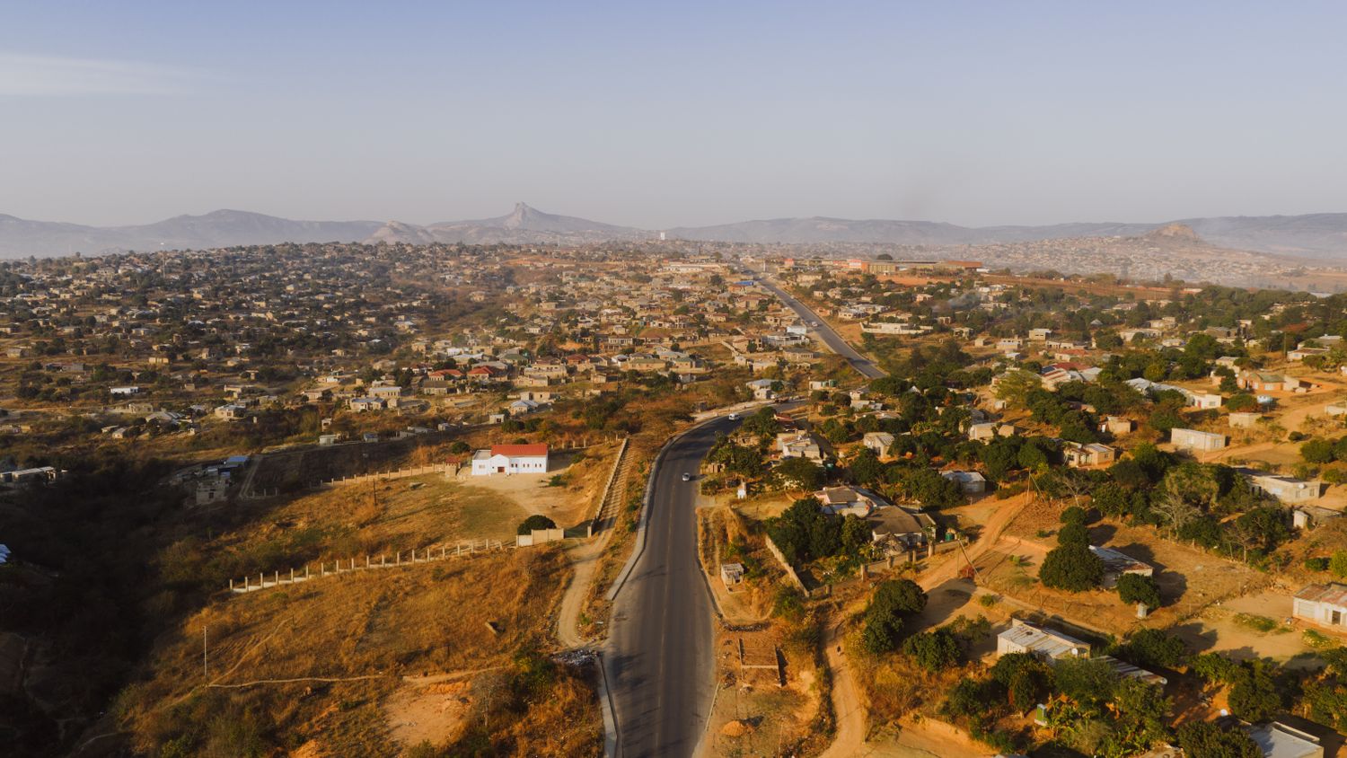 Aerial view of homes in a South African township